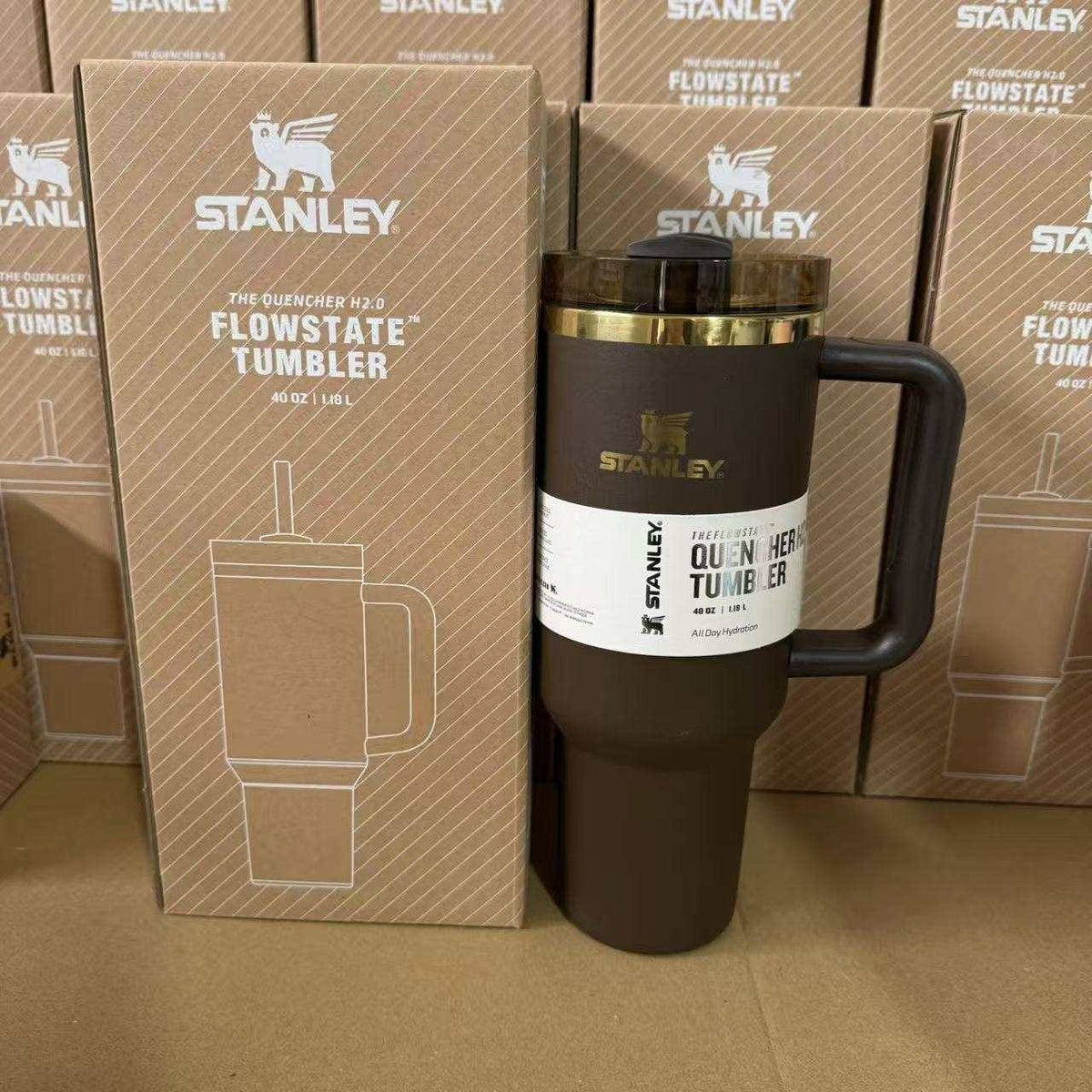 40 oz Black Stainless Steel Travel Tumbler with Handle & Lid – 1.18 L