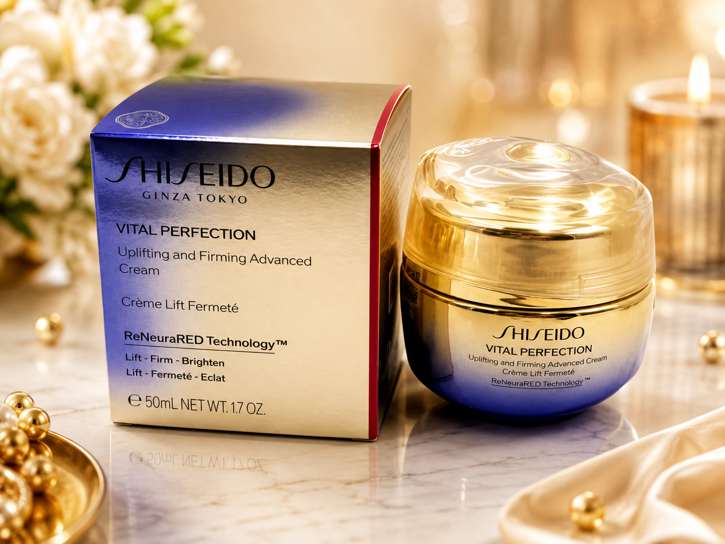 Shiseido Vital Perfection Uplifting and Firming Advanced Cream – ReNeuraRED Technology – 50mL / 1.7 oz